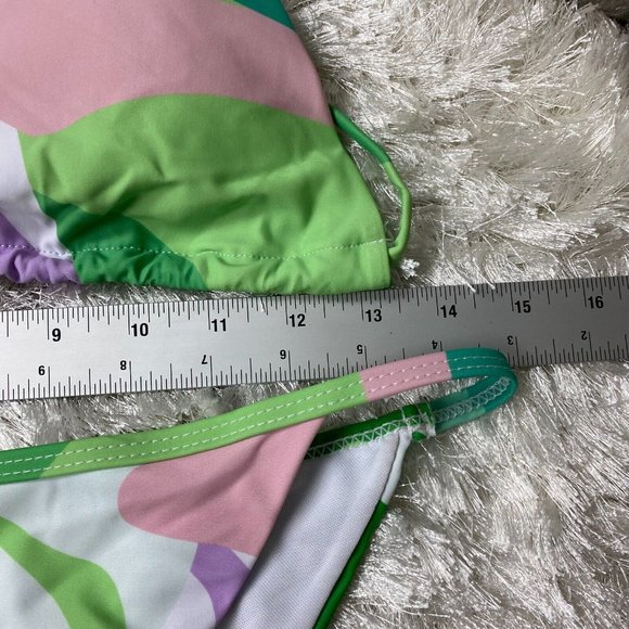 New Triangle String Bikini Set XL Matching Sarong Green Abstract print. - Picture 11 of 12